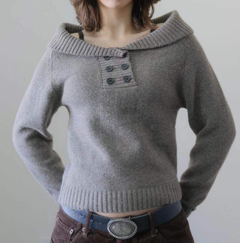 The One-Shoulder Knit | Asymmetric Lantern Sleeve Top
