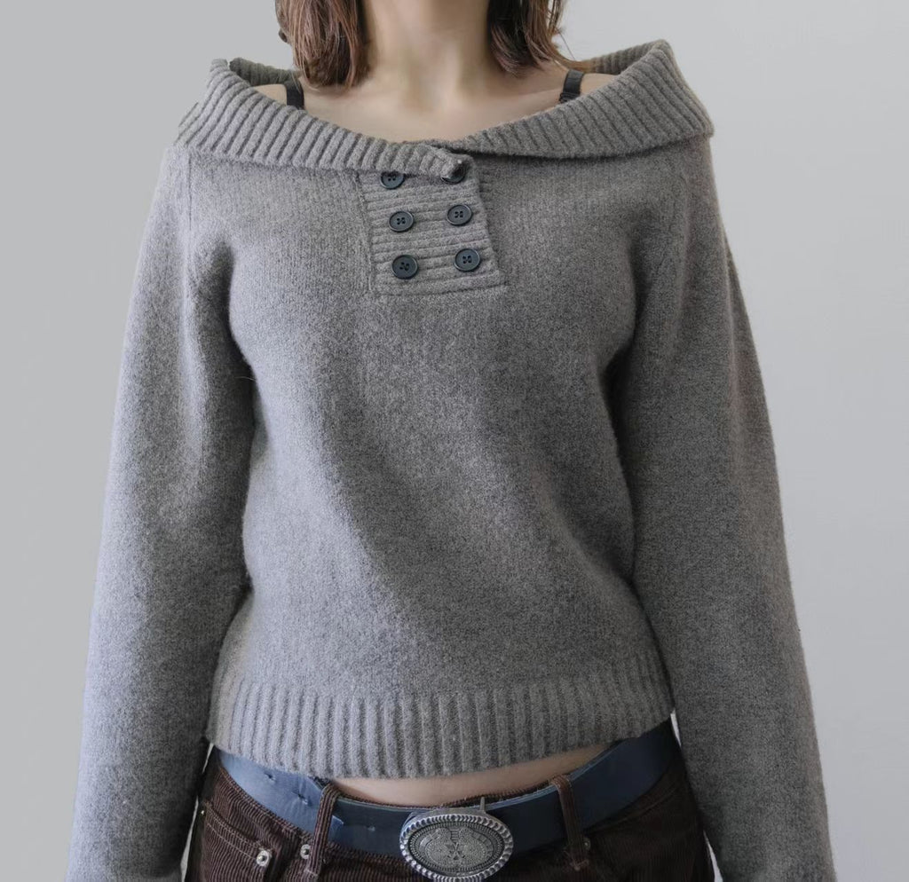 The One-Shoulder Knit | Asymmetric Lantern Sleeve Top