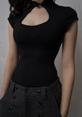 Cut-Out Mock Neck Top