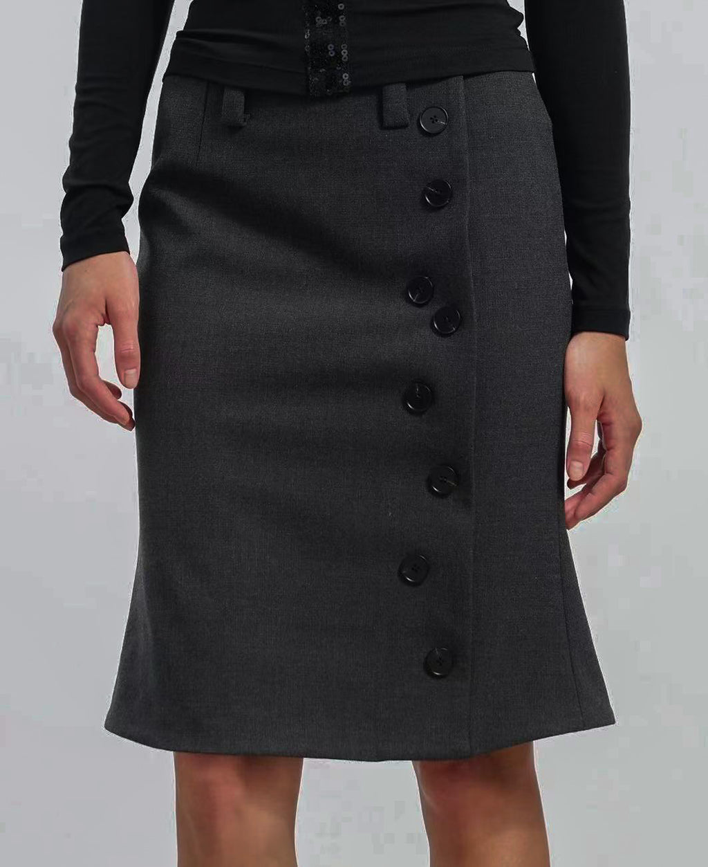 Button Midi Skirt