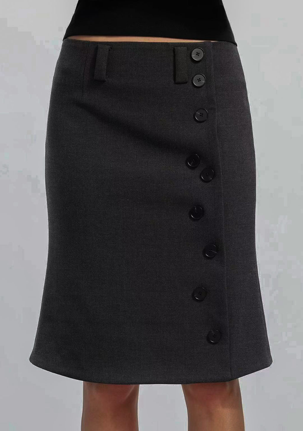 Button Midi Skirt