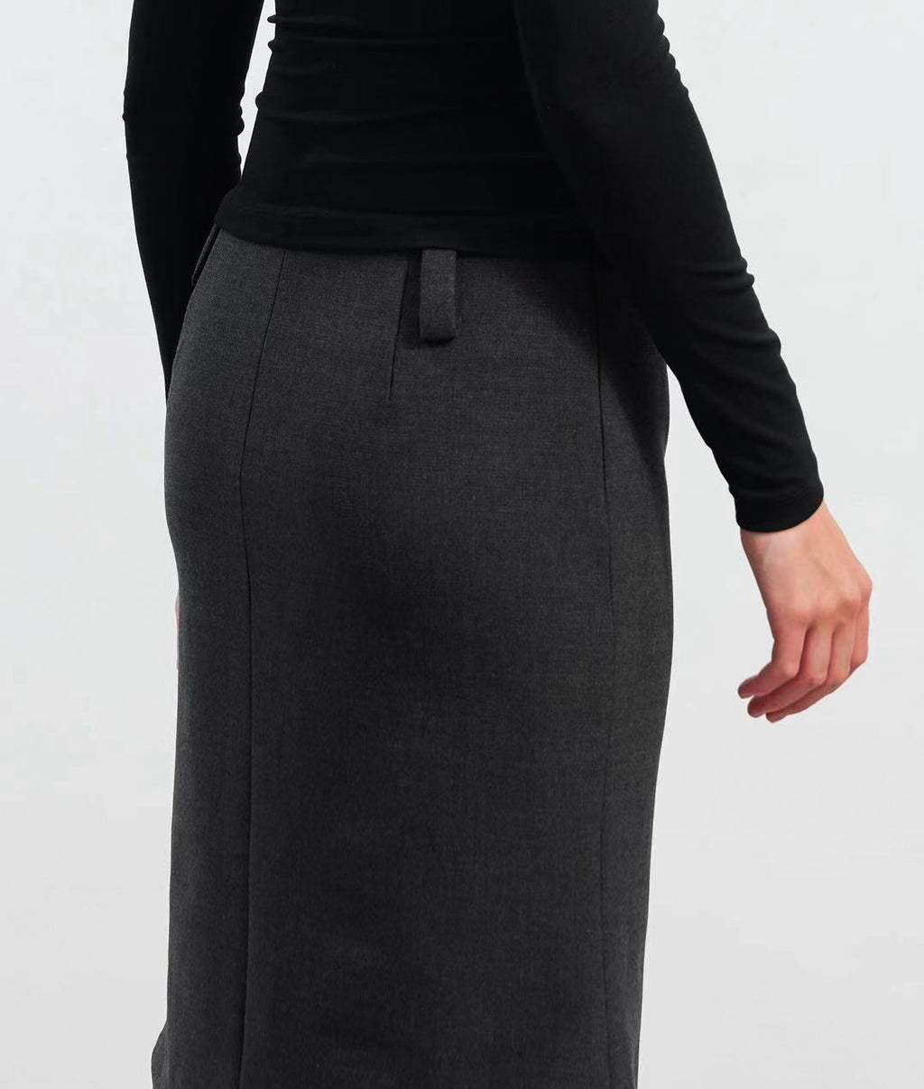 Button Midi Skirt