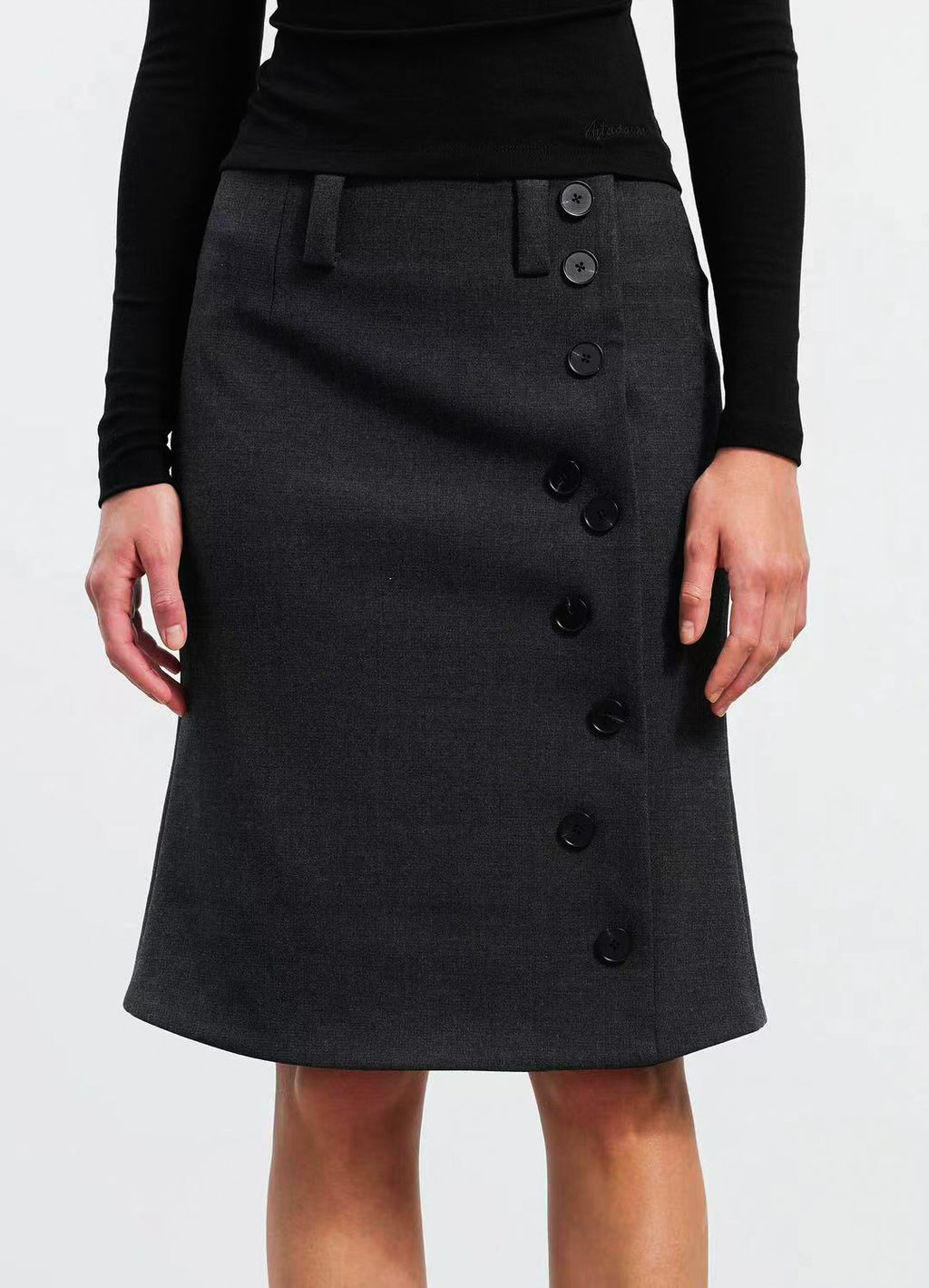 Button Midi Skirt