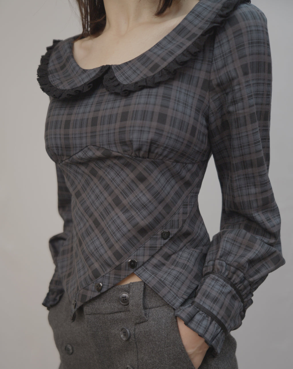 Plaid Soft Collar Blouse