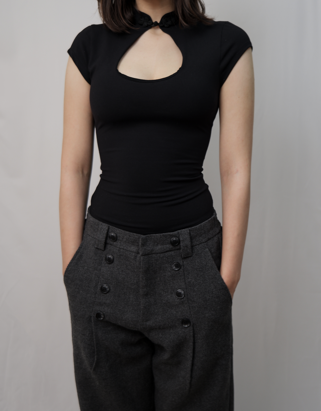 Cut-Out Mock Neck Top